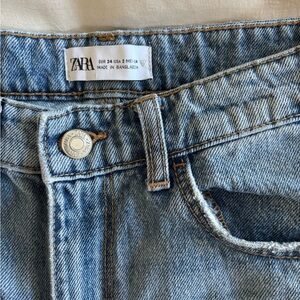 Zara Blue barrel Leg Jeans Classic Denim